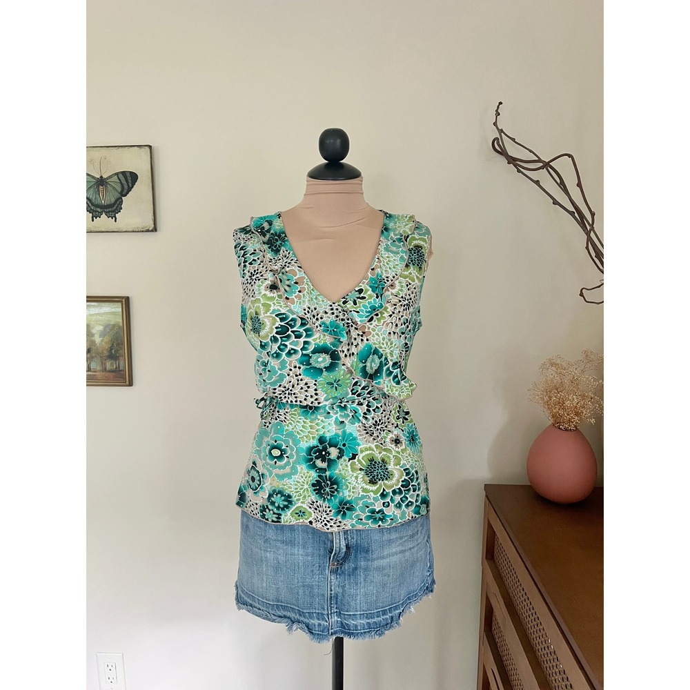 Vintage Y2K Susan Lawrence Floral Ruffle Blouse